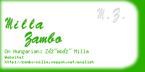 milla zambo business card